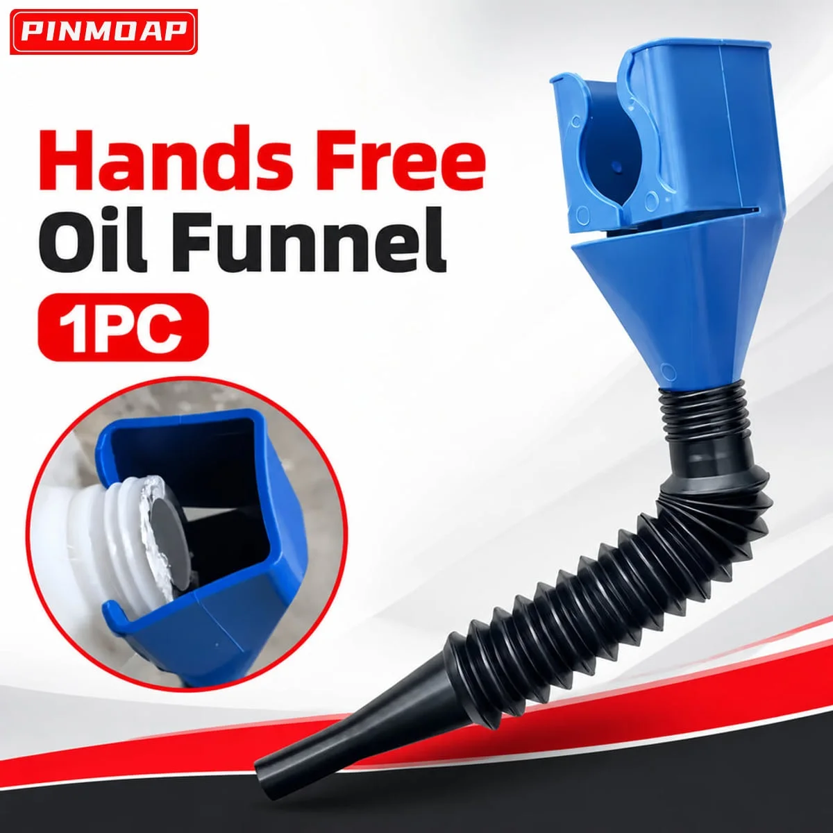 PINMOAP Hands Free Oil Funnel With Foldable Extendable Design And Flexible Body For Multiple Filling Applications