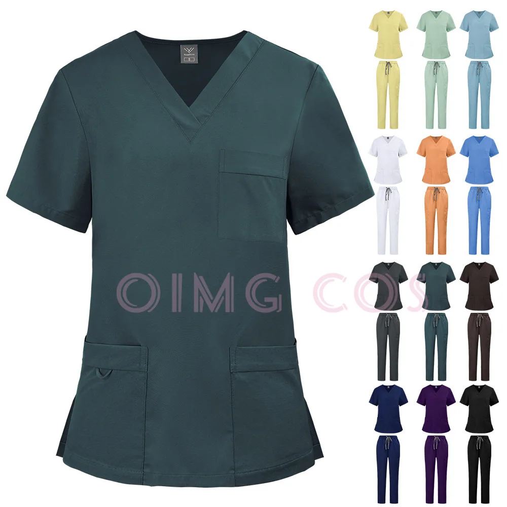 Quick-drying elasticity Scrubs Uniforms Medical Jogger Set Nurses Accessories Dental Clinic Pet Grooming Scrub Top Pants