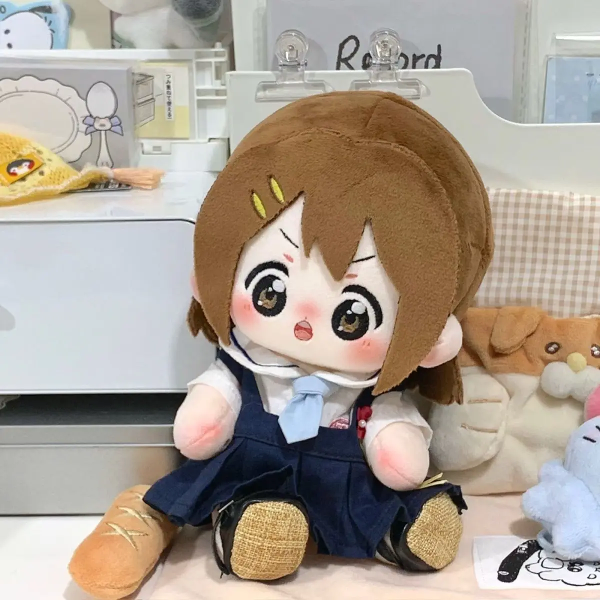 Anime K-ON ひらさわ ゆい Hirasawa Yui Cotton Body Outfit Cosplay 20CM Idol Fans Collection Ornaments Plushie Sofa Cushion Gift