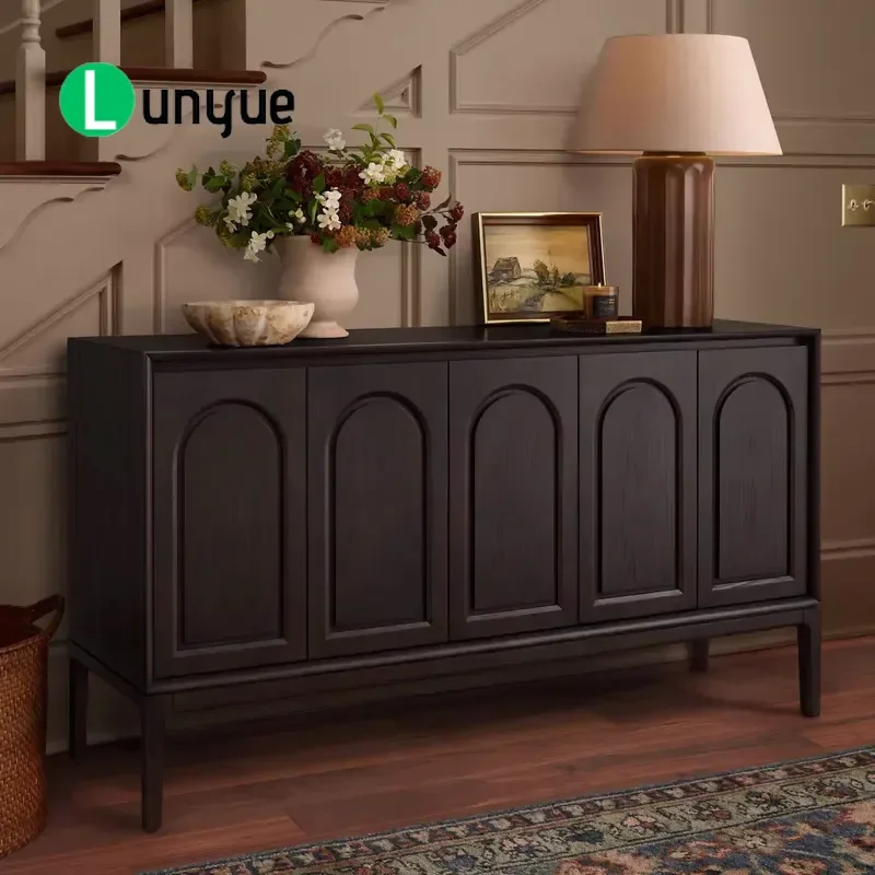 French Solid Wood Shoe Cabinet Multi Functional Entrance Storage Decorative Dining Sideboard For Small Apartment Custom
