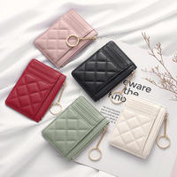 Minimalist Lingge Zero Wallet for Ladies Creative Chain Zipper Bag Ultra Thin Portable Coin Bag Women's Multi Card ID Bag