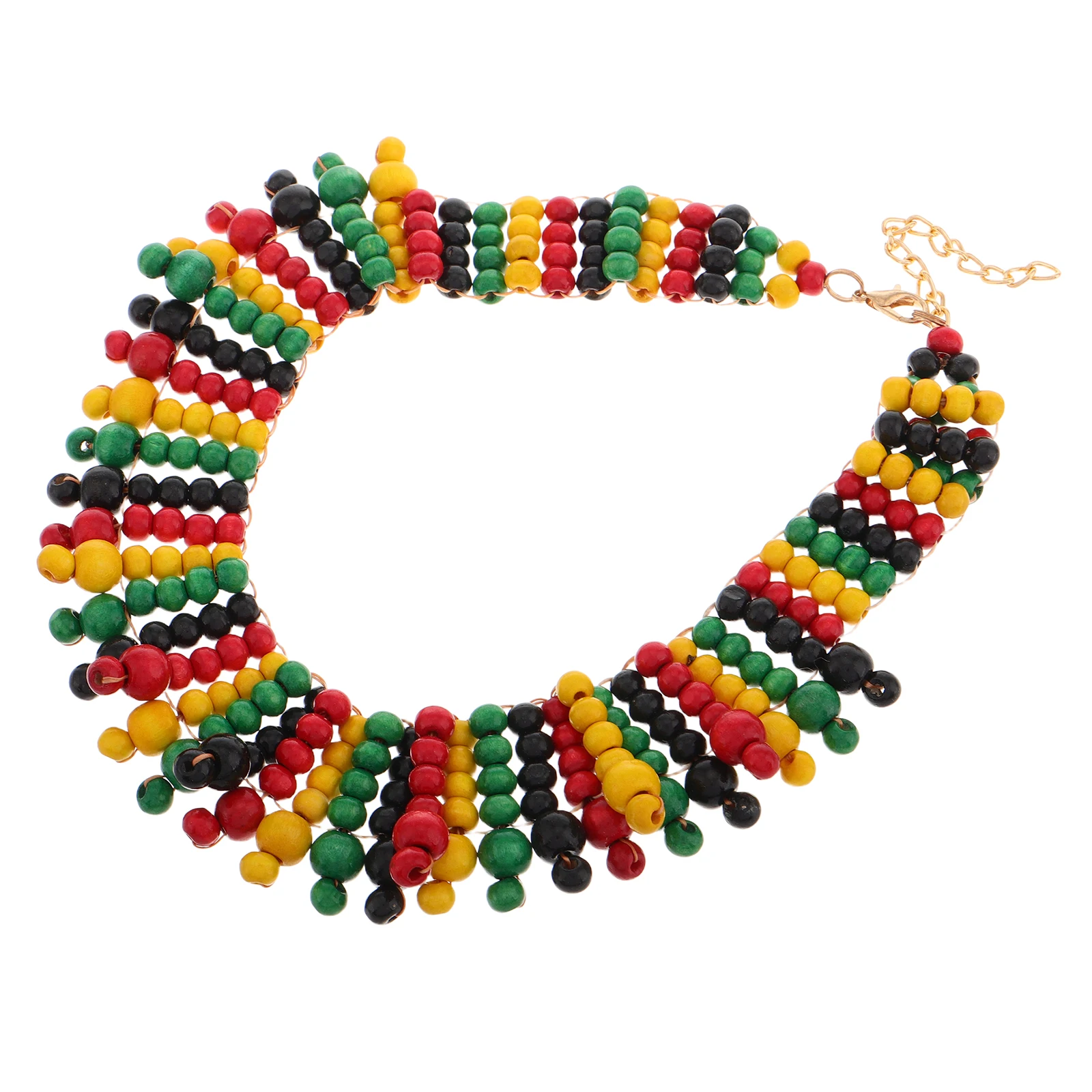 Африканское деревянное ожерелье из бисера ручной работы, многослойное тканое красочное колье, этнические украшения для женщин, длинная цепочка из бисера, вечеринка в стиле бохо