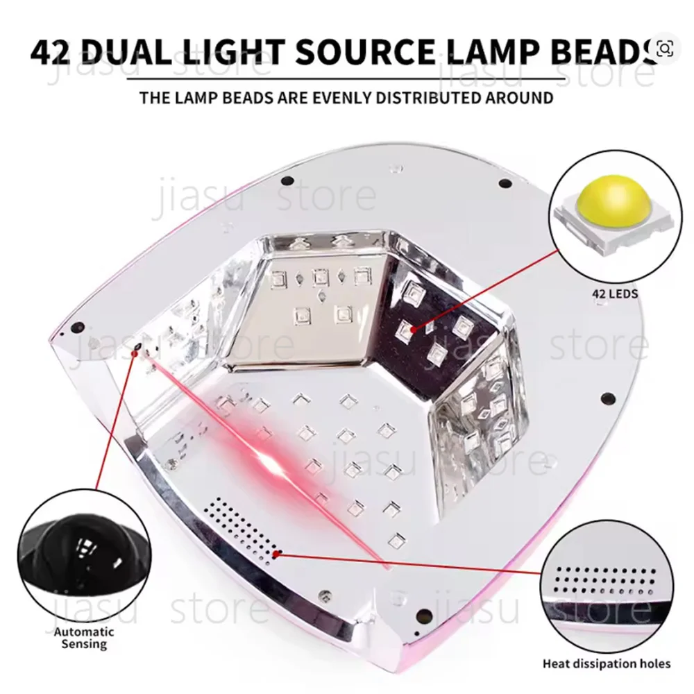 Rechargeable 96W Nail Lamp with Mirror Reflective Base Gel Polish Dryer Manicure Machine UV Light for Nails Nail UV LED Lamp