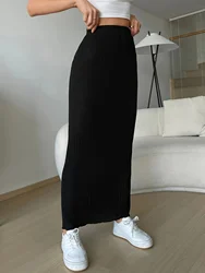 New high-waisted side Slim knitted half-skirt women's casual dress half-skirt