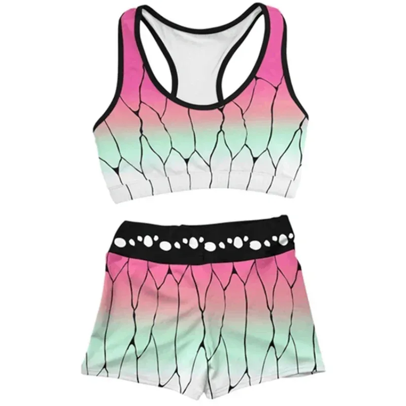 اللياقة البدنية الصالة الرياضية أنيمي شيطان القاتل Kochou Shinobu تأثيري حلي الرياضة تجريب الجري قصيرة الصدرية ملابس رياضية لليوجا رياضية