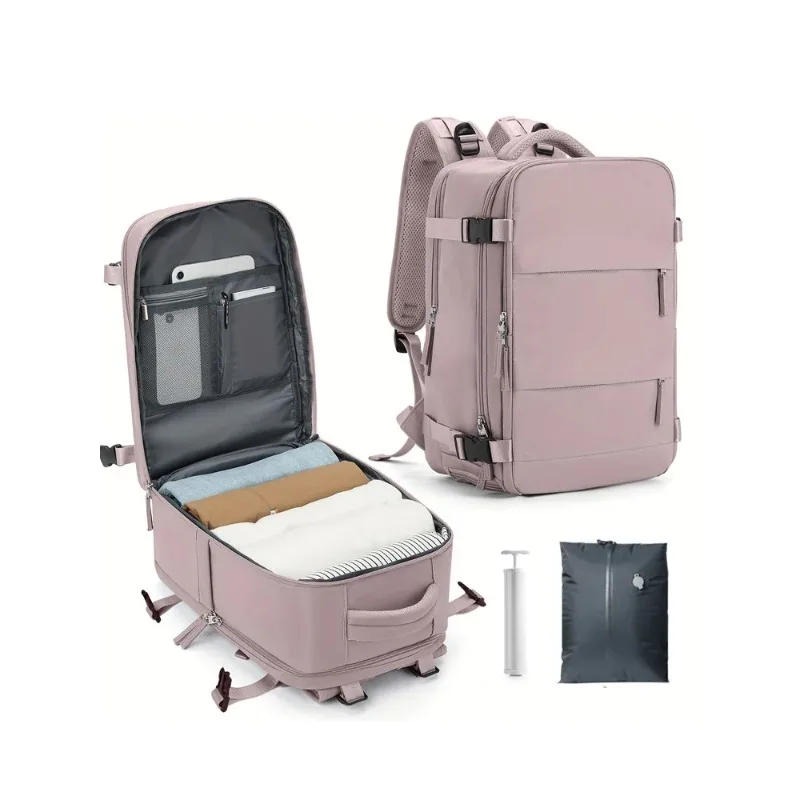 Motorcycle Backpack with Pump Vacuum Compression Expandable 17.3 Inch Laptop Bag Water Resistant Travel Pack for Riding Carry On