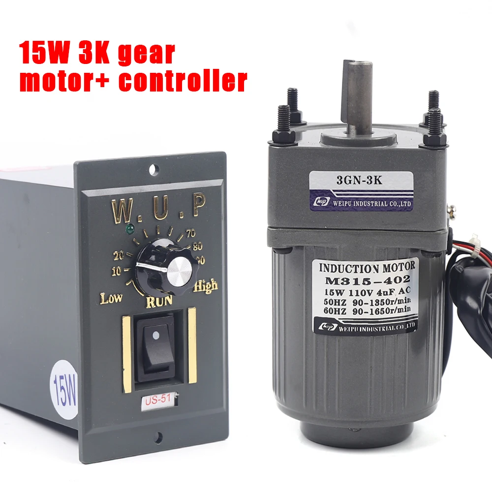 15W 110V AC Electric Gear Motor + Speed Governor/Variable Speed Controller Set Accessories1:3 450RPM