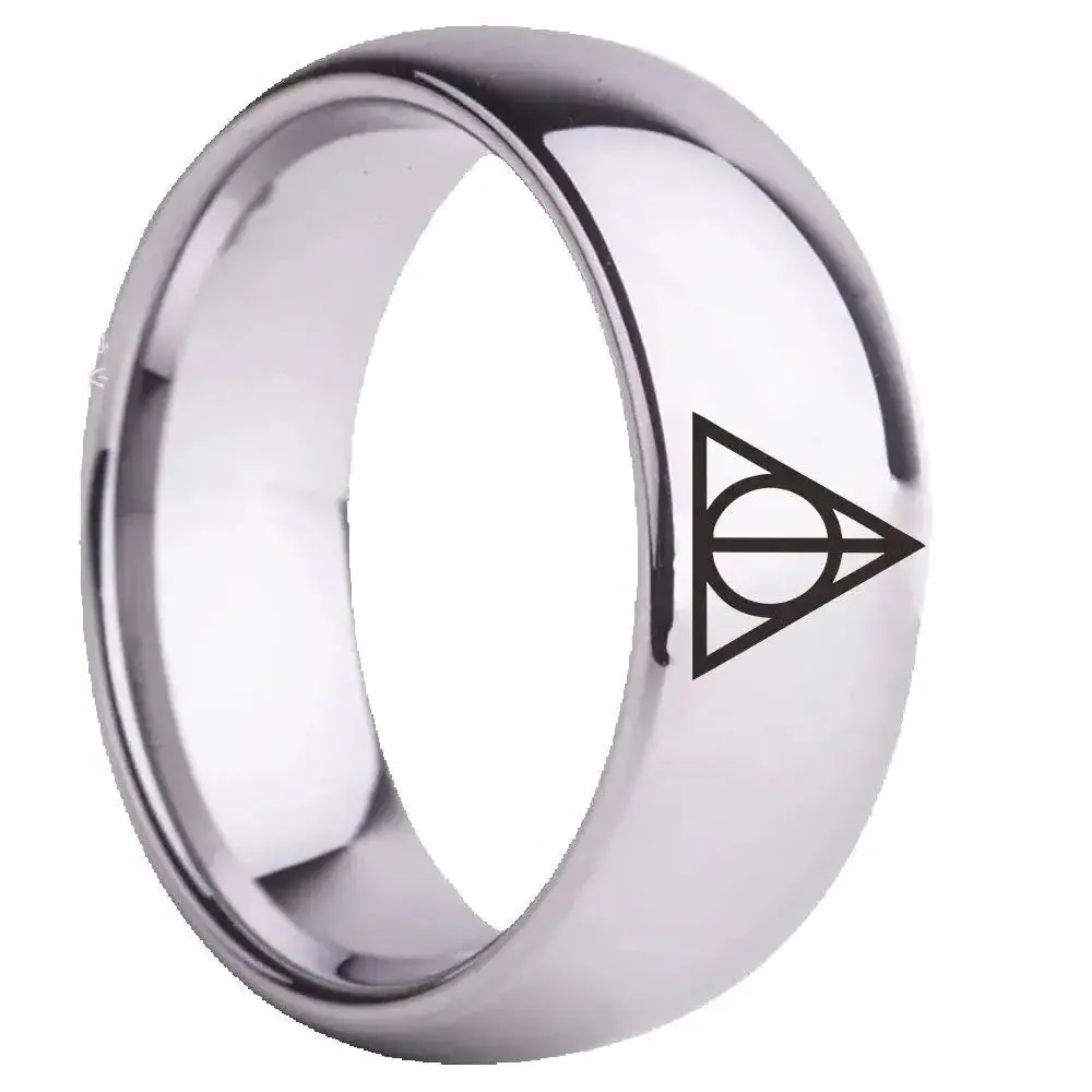 Bezpłatny statek biżuteria ze stali nierdzewnej film Harry Potter pierścionek z reliktami śmierci moda obrócony trójkątny pierścionek dla kobiet mężczyzn biżuteria — zdjęcie 4