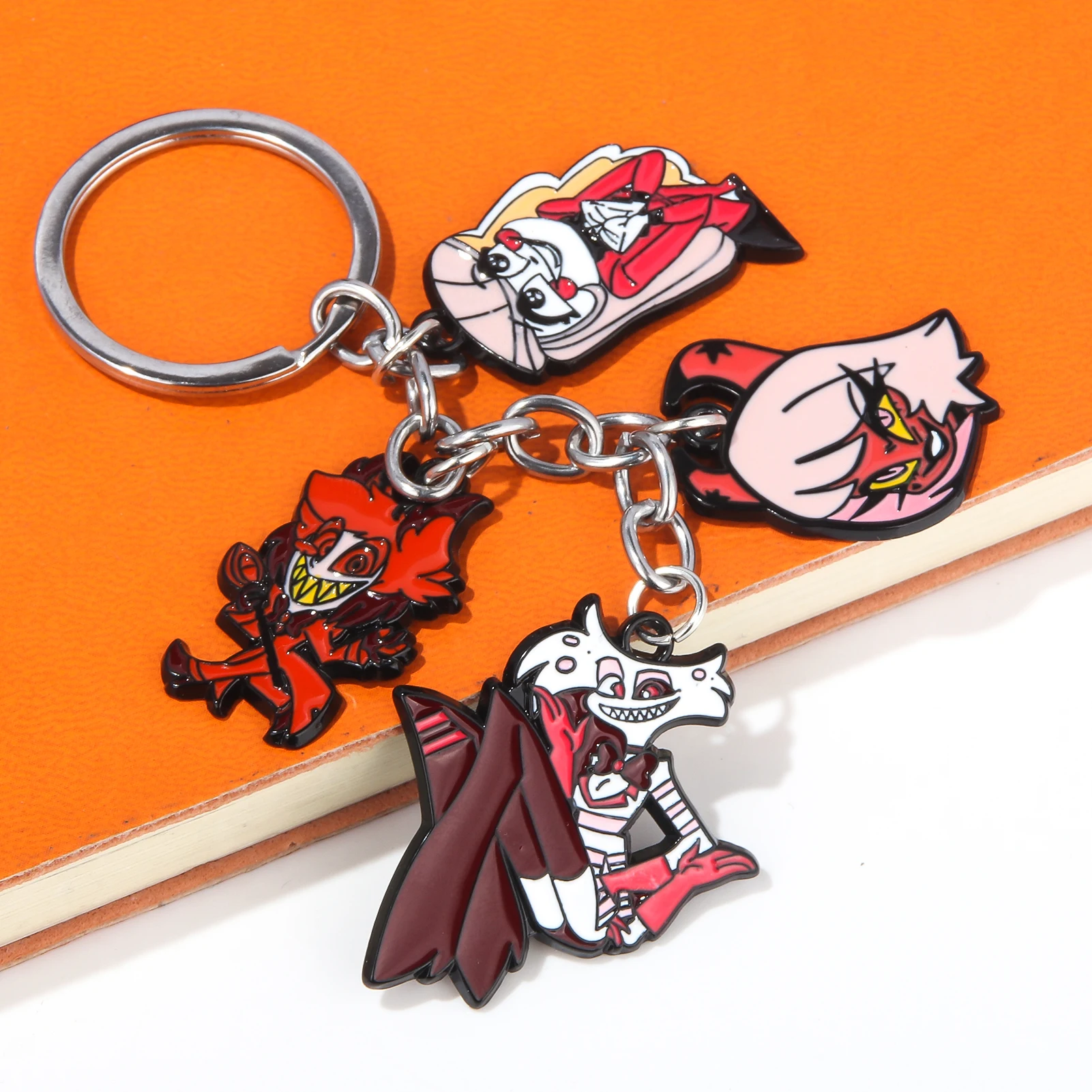 Hazbin Hotels Keychain Cartoon Anime Figure Pendant Schoolbag Car Key Ring Couple Key Chain Metal Chain Kid Birthday Toy Gift