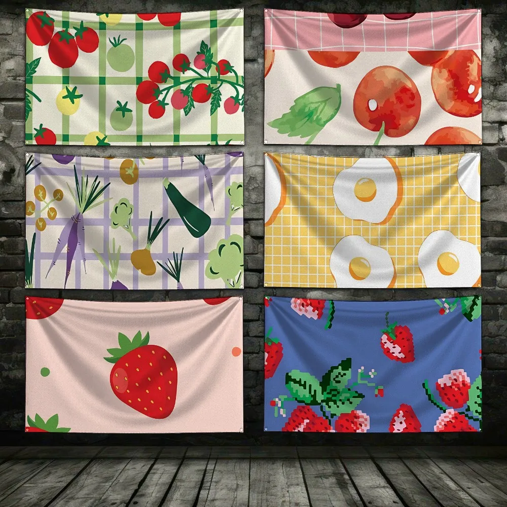 Clear fruit patterns Flag 3X5 Ft Personalized Flags Design Your Image Funny Tapestry Poster Dorm Room, Living Room, Bedroom