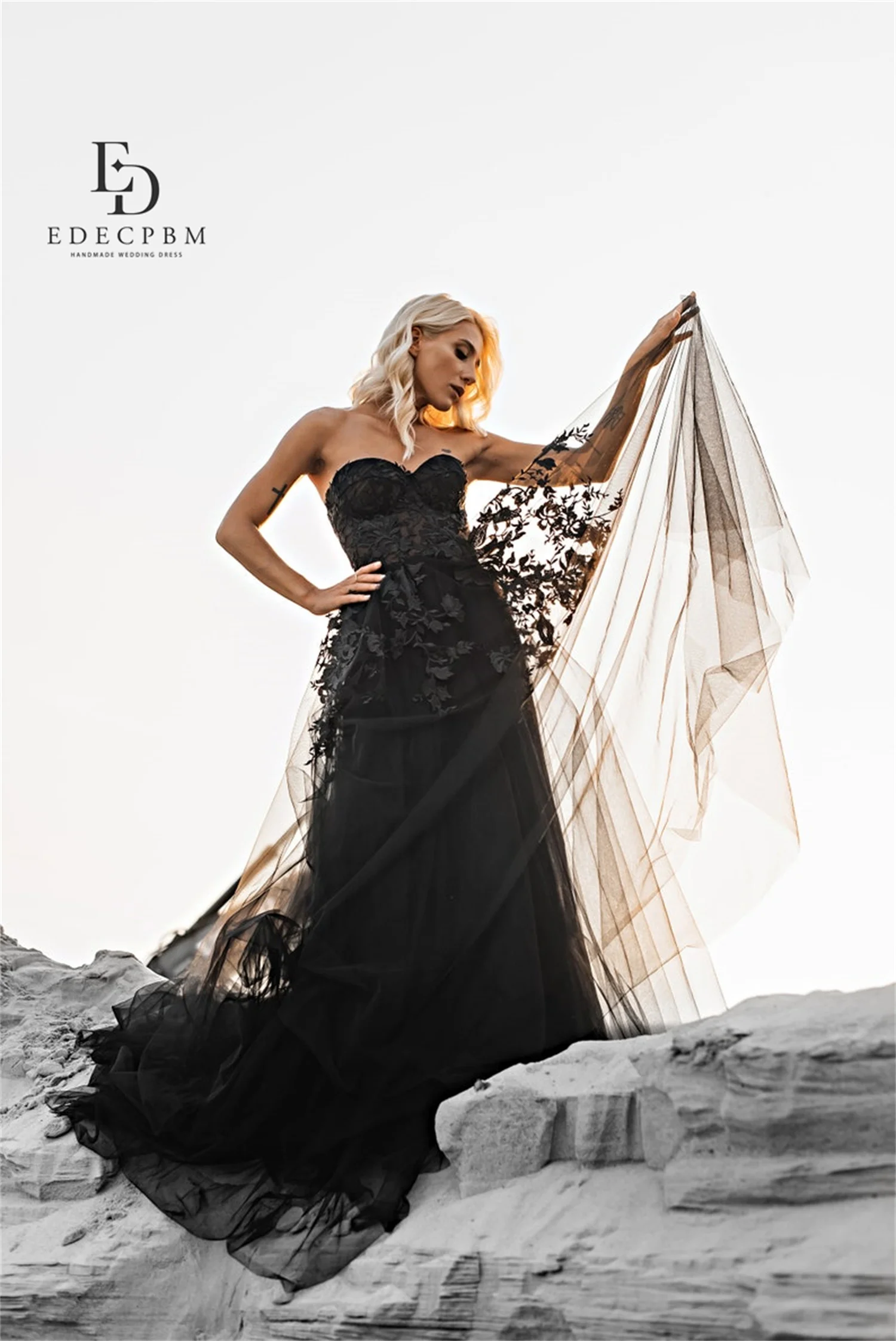 EDECPBM chérie robes De bal 2025 robes De Fiesta femmes robe De soirée fleurs personnalisé فساتmaveraNoir luxueux