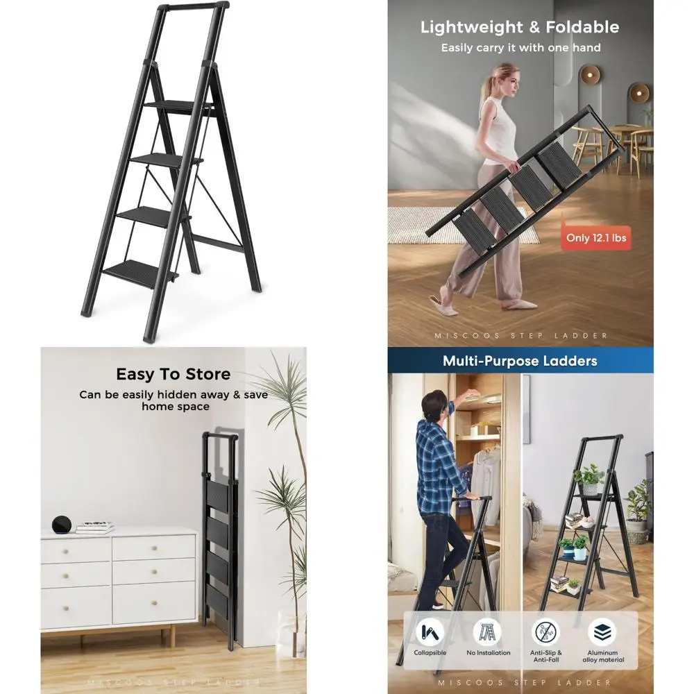 مقعد محمول قابل للطي - خفيف الوزن، مضاد للانزلاق، معالج واسع، سعة تحميل 330 رطل، استخدام متعدد الاستخدامات #1