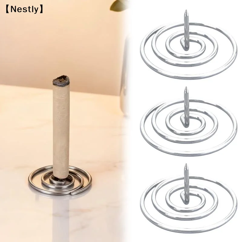 2/5/10pcs Stainless Steel Moxa Stick Holders With Spiral Base, Heat Resistant, Perfect For Home Aromatherapy Moxibustion〔Nest〕