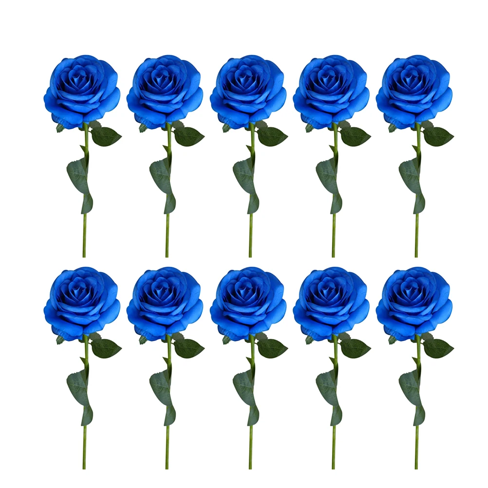 

10 Pcs Flowers Realistic Home Decor Blue False Flower Faux Flower Bride Wedding Party Faux Florals Silk Arrangement