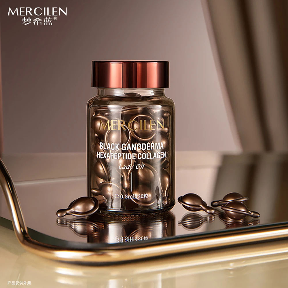 

Black Ganoderma Collagen Peptide Wrinkles Tighten Moisturize Wrinkle Relief Rich Lady Oil Face Care Fade Fine Lines Essence Oils