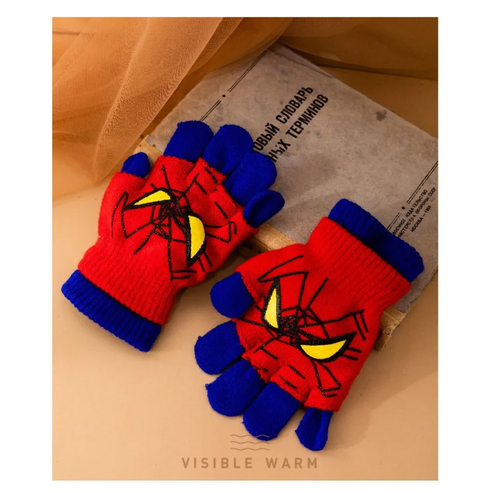 قفازات ديزني سبايدرمان الكرتونية للأطفال في الخريف والشتاء الدافئة اللطيفة ليتل بوي فتاة رياض الأطفال الكتابة الابتدائية