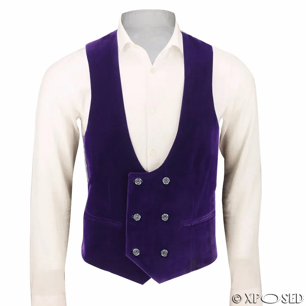 

Purple Velvet Warm Men Vest Slim Fit Men Waistcoat Tailor Custom Wedding Suits For Men Groom Prom Tuxedo Masculino Costume Homme