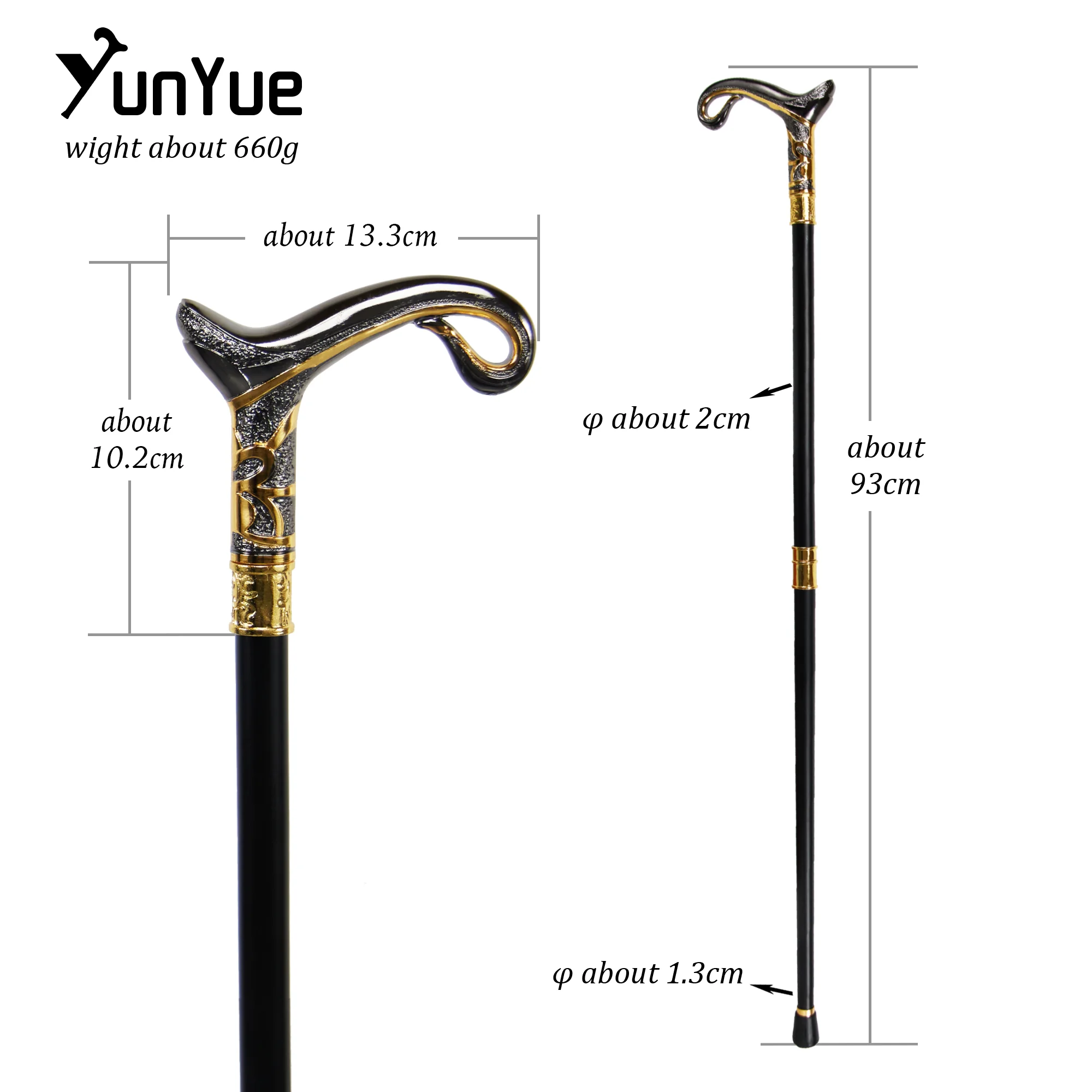 Black Gold Magic Lamp Fashion Walking Stick Art Decorative Walking Cane Gentleman Elegant Crutches Cosplay Film Props Crutch 93