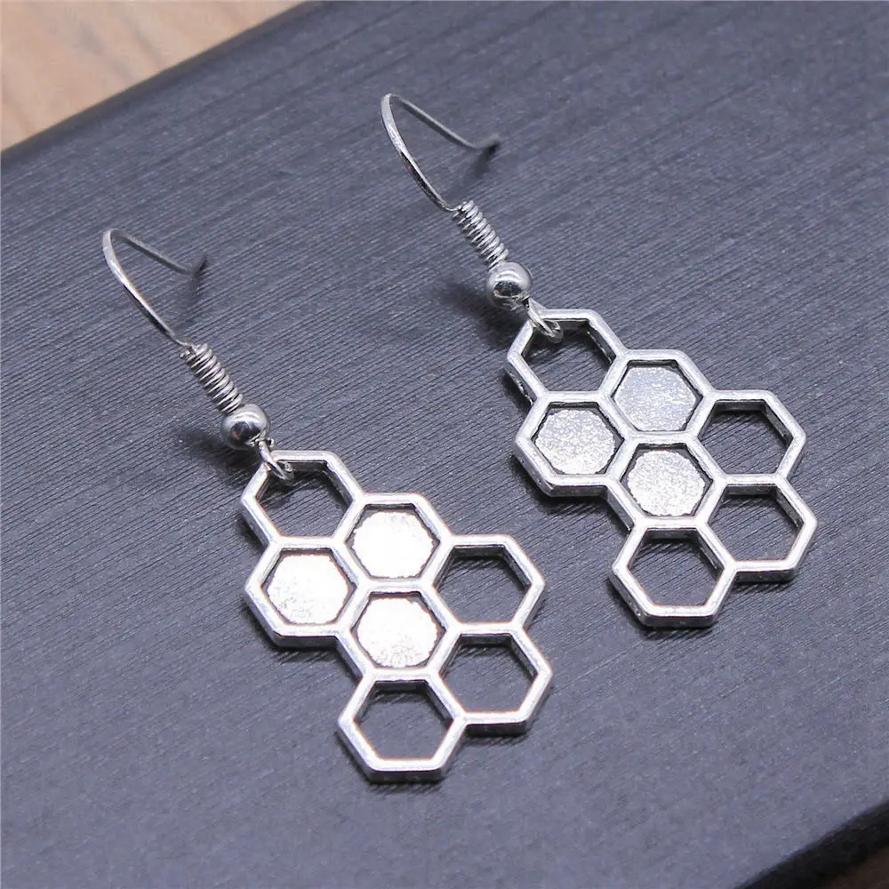 1pair Honeycomb Male earring Car pendant jewelry for woman Wholesale hook Size 18x19mm