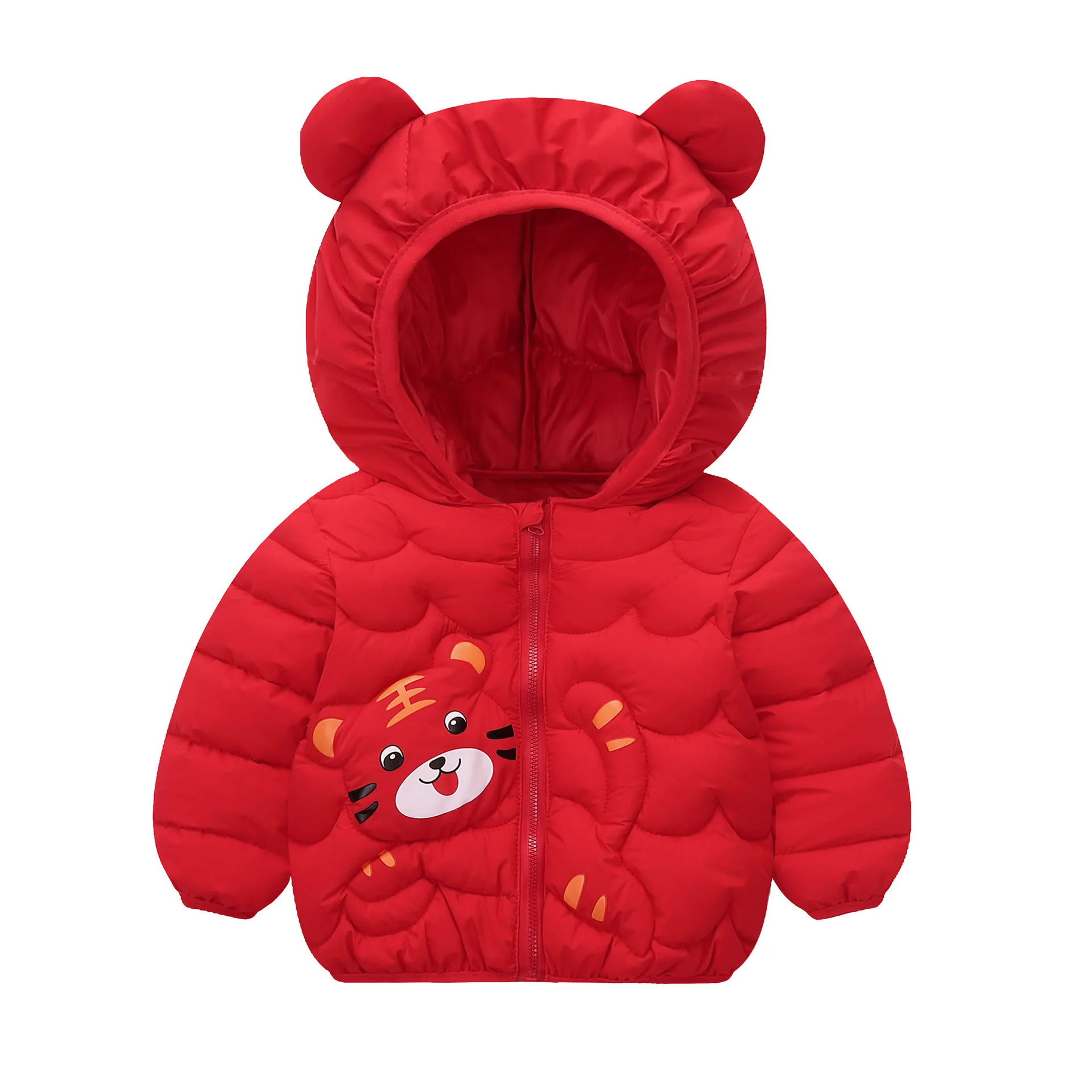 Toddler Boys Girls Autumn Children Warm Cartoon Print Hooded Down Jackets Coat Baby Kids Zipper Ski Outerwear Children Clothing