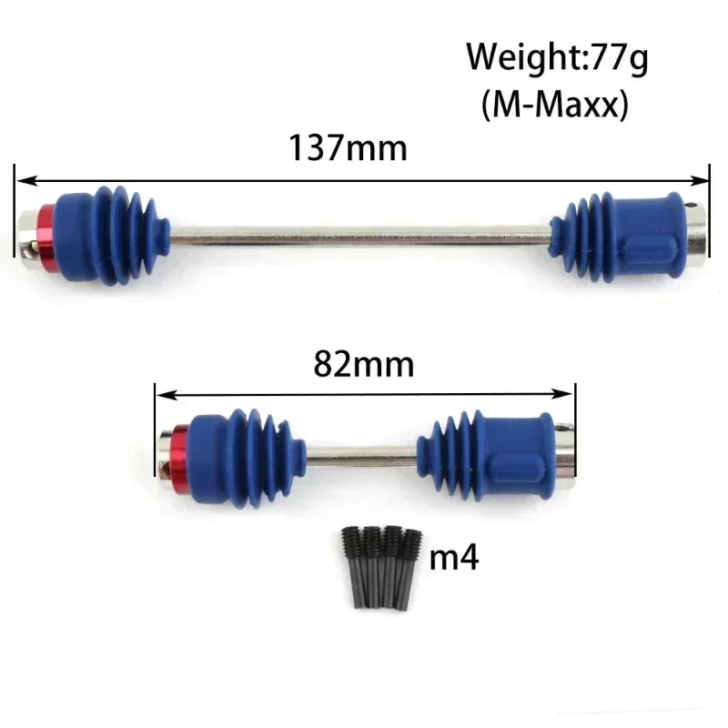 Metal Steel Center Driveshafts CVD Drive Shaft With Dust Boots 5151R for 1/10 Trxs E-Maxx Emaxx Upgrades Parts Accessories