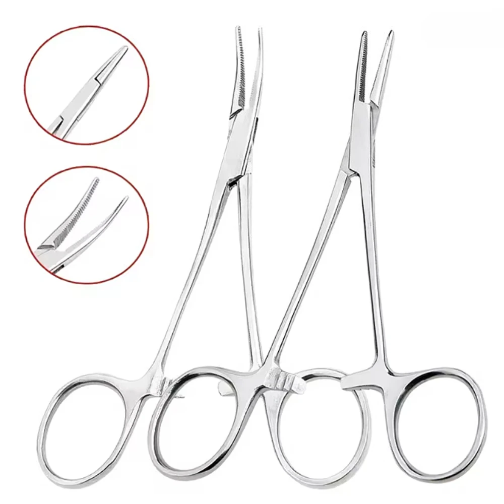 1pc Edelstahl Blutstillende Zange Chirurgische Zange Werkzeug Hemostat Locking Schellen Zange Angeln Zangen Gebogene/Gerade Spitze
