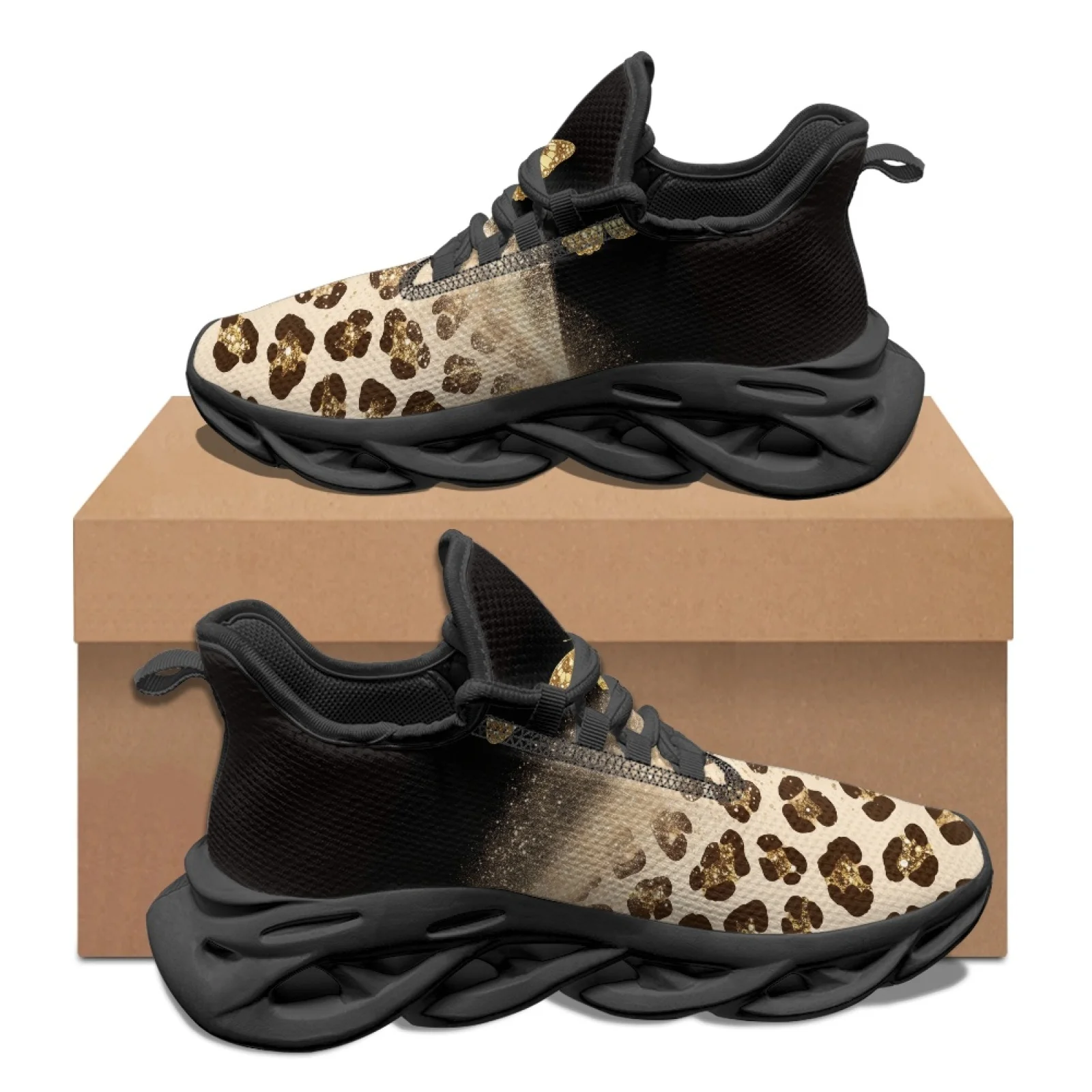 PENSTROLL Lace-Up Blade Sneakers Mesh & EVA Athletic Breathable Non Slip Shoes for Work Gym Leopard Butterfly