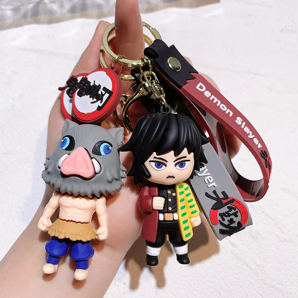 Anime Keychain Demon Slayer Kimetsu No Yaiba Cute Doll Tanjiro Nezuko Keyring Bag Pendent Key Chain Accessories Toy Gift