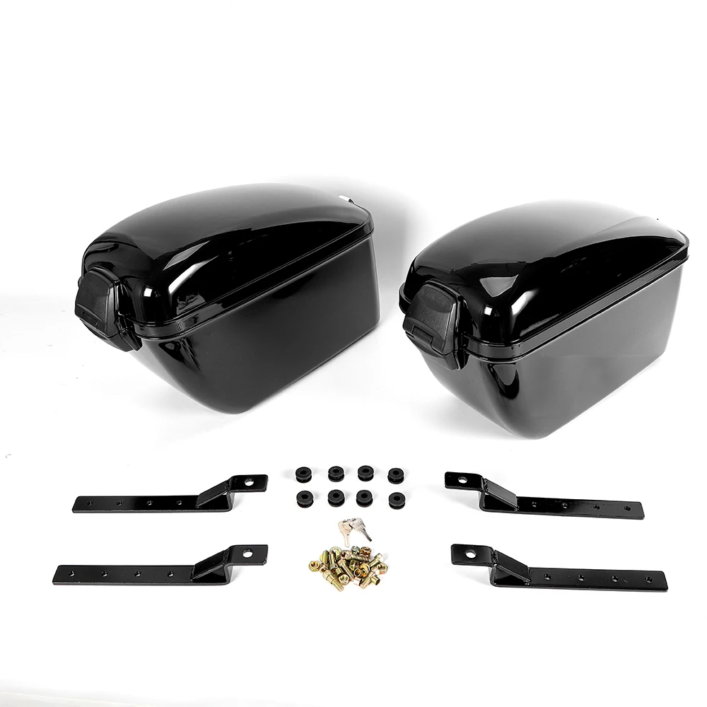حقيبة سرج جذع دراجة نارية سوداء لامعة ABS ، أقواس تثبيت الأمتعة ، طراد كبير ، زوج واحد #4