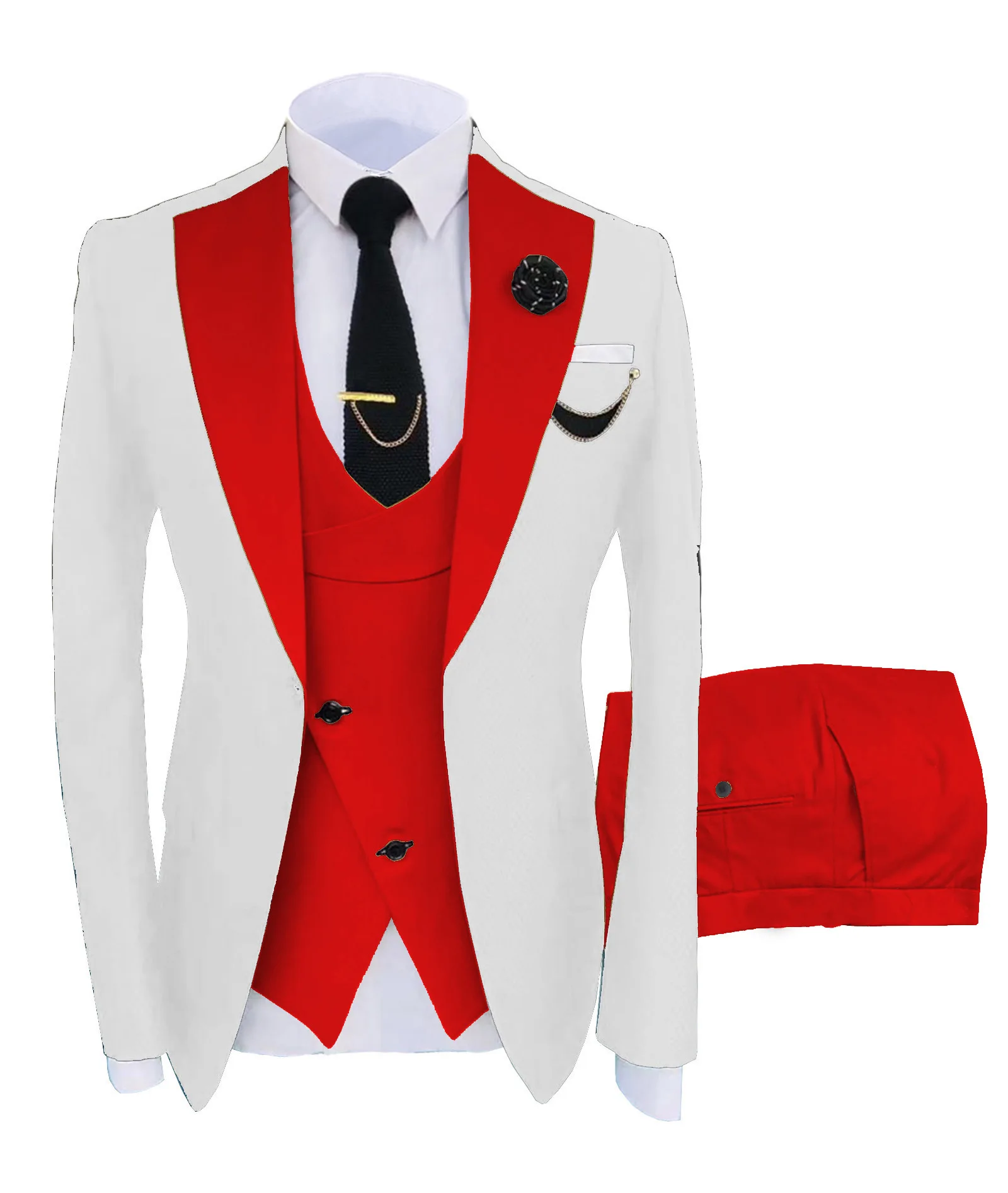 3 Pieces Men\'s Suit 2023 Peak Lapel Slim Fit Casual Tuxedos Groom Tailor Made (Blazer+Pants+Vest) Full set Elegant suit for men