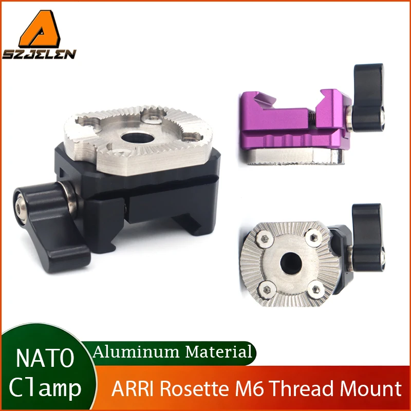 New Arriving NATO Rail Clamp with ARRI Rosette Adapter Mount Base M6 Thread Hole for DSLR Camera Side Handle Accessories