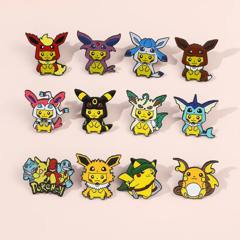 Modische Tier-Brosche Kreative Pikachu cos Eevee Emaille-Pins Rucksack-Kleidungs-Schmuck Metall-Abzeichen Accessoires