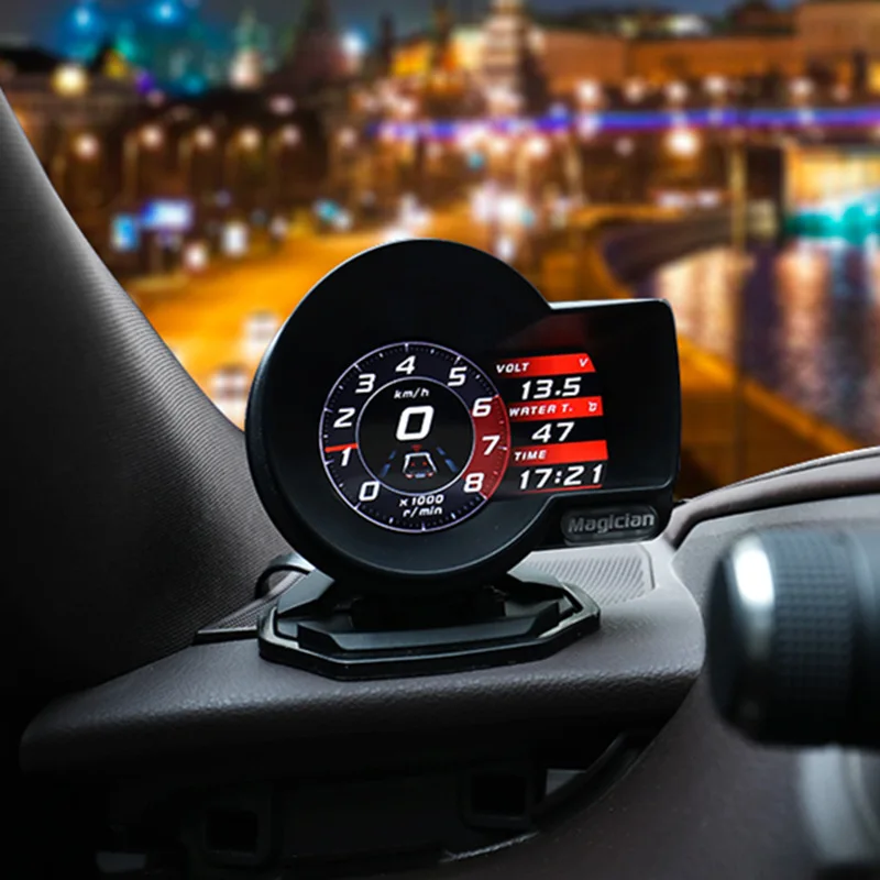 

Suitable for MagiciansOBDInstrument Multi-Function Head-Up Display Modified Turbo Gauge Tachometer Oil Temperature Gauge Water T