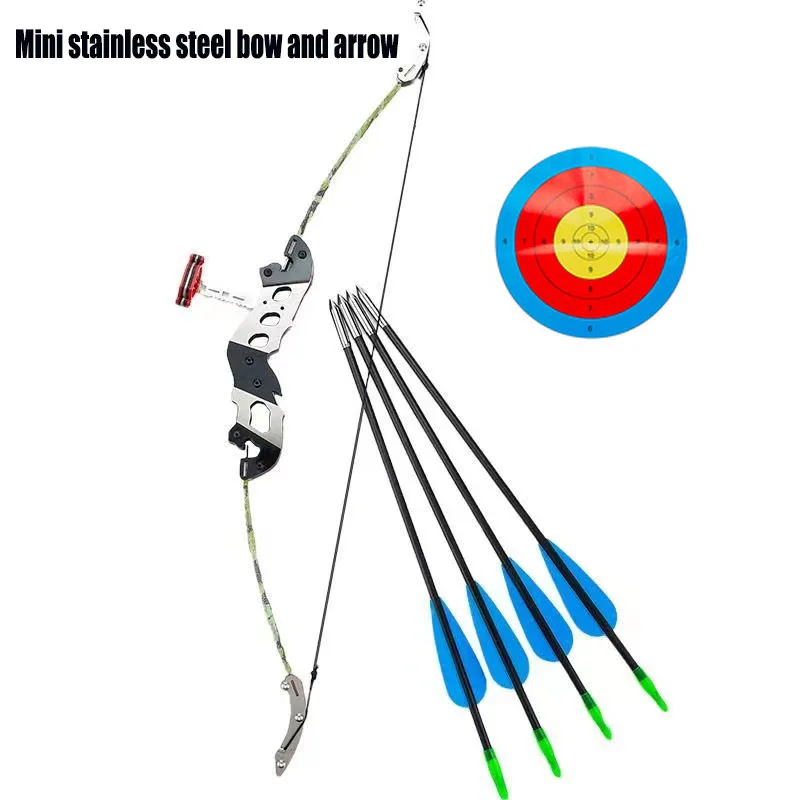 20lbs Small Reverse Bow Mini Bow with 4 Arrow  Detachable Decompression Toy Archery Supplies Hunting Bow