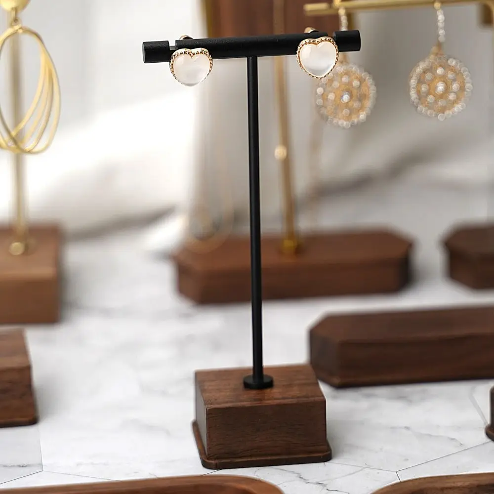 

Durable Copper and Wood Jewelry Display Stand Photography Props Simple Storage Rack Display Holder