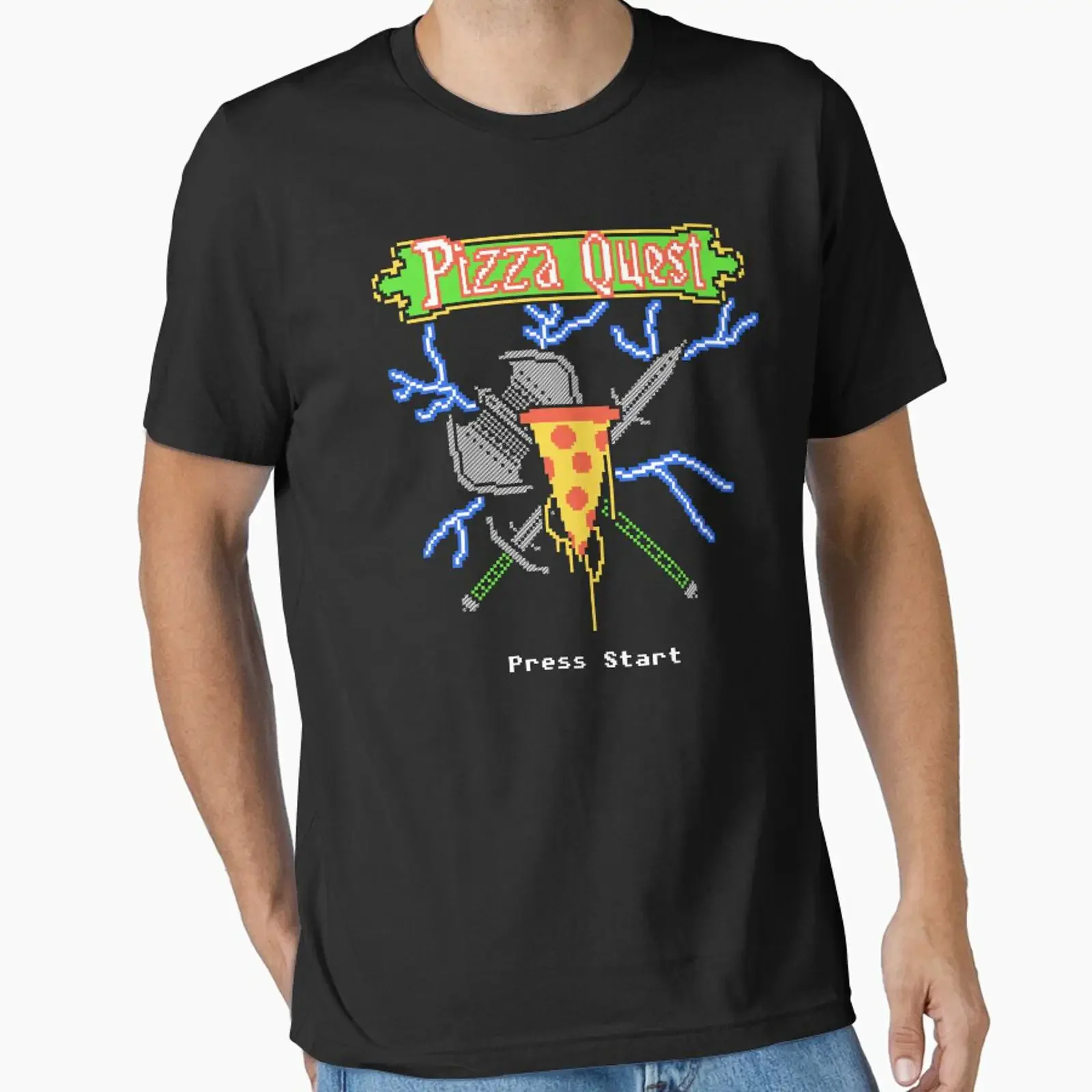 Pizza Quest Essential T Shirt vintage Washed Top For Everyday Wear Comfortable Versatile Soft graphic Breathable homme fashion