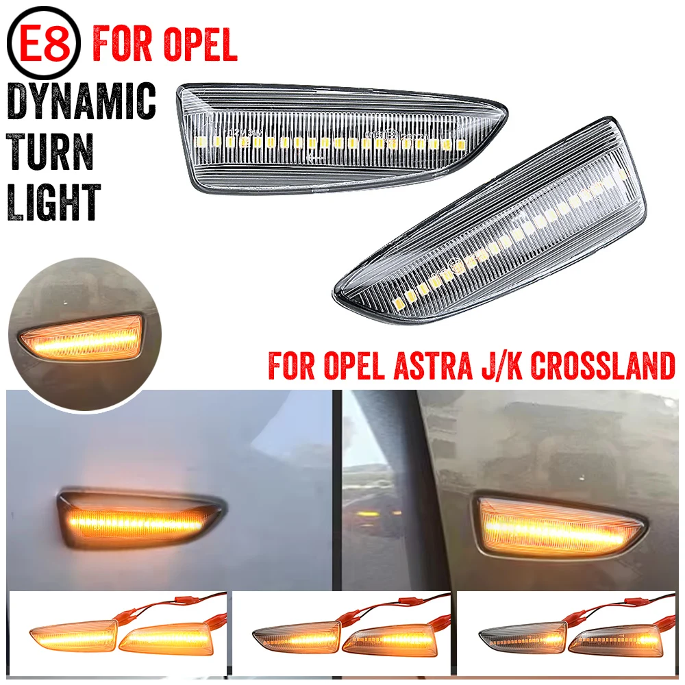 For Opel For Vauxhall Astra J K Crossland X Grandland Insignia B Zafira C LED Dynamic Turn Signal Light Side Fender Marker Lamp