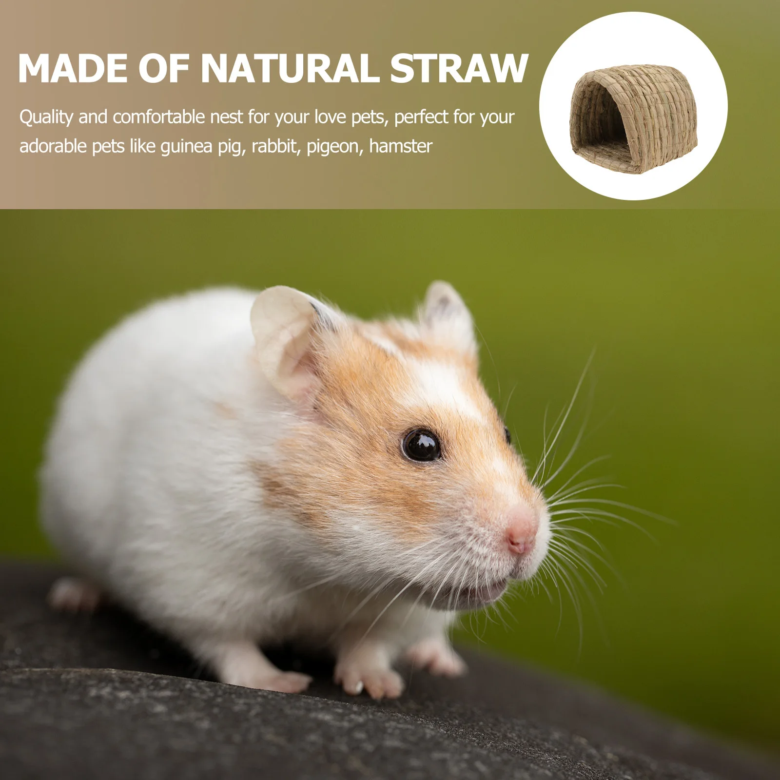 

1Pcs Ecofriendly Straw Pet Nest Decorative House for Small Pets Breathable Warm All Seasons Pet Sleeping Nest Rabbit House