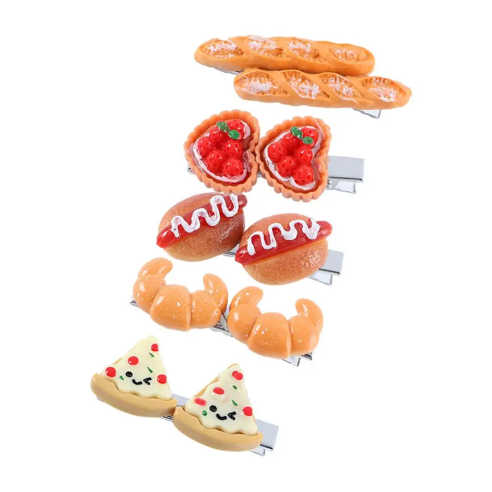 Headwear Funny Hot Dog For Girls Pizza Croissant Duckbill Side Clips Korean Barrettes Women Hair Clips BB Hairpins