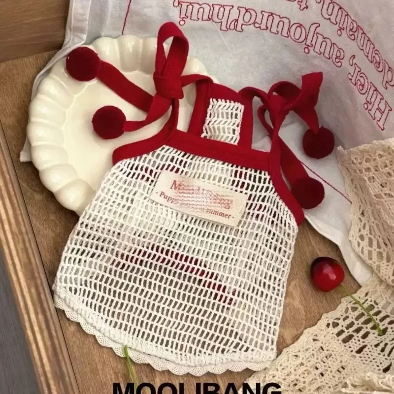 

Pet Dog Clothes Red Mesh Puppy Vest Sleeveless Suspender Summer Fashion Teddy Bear Summer Clothing Puppy Designer Dog Clothes