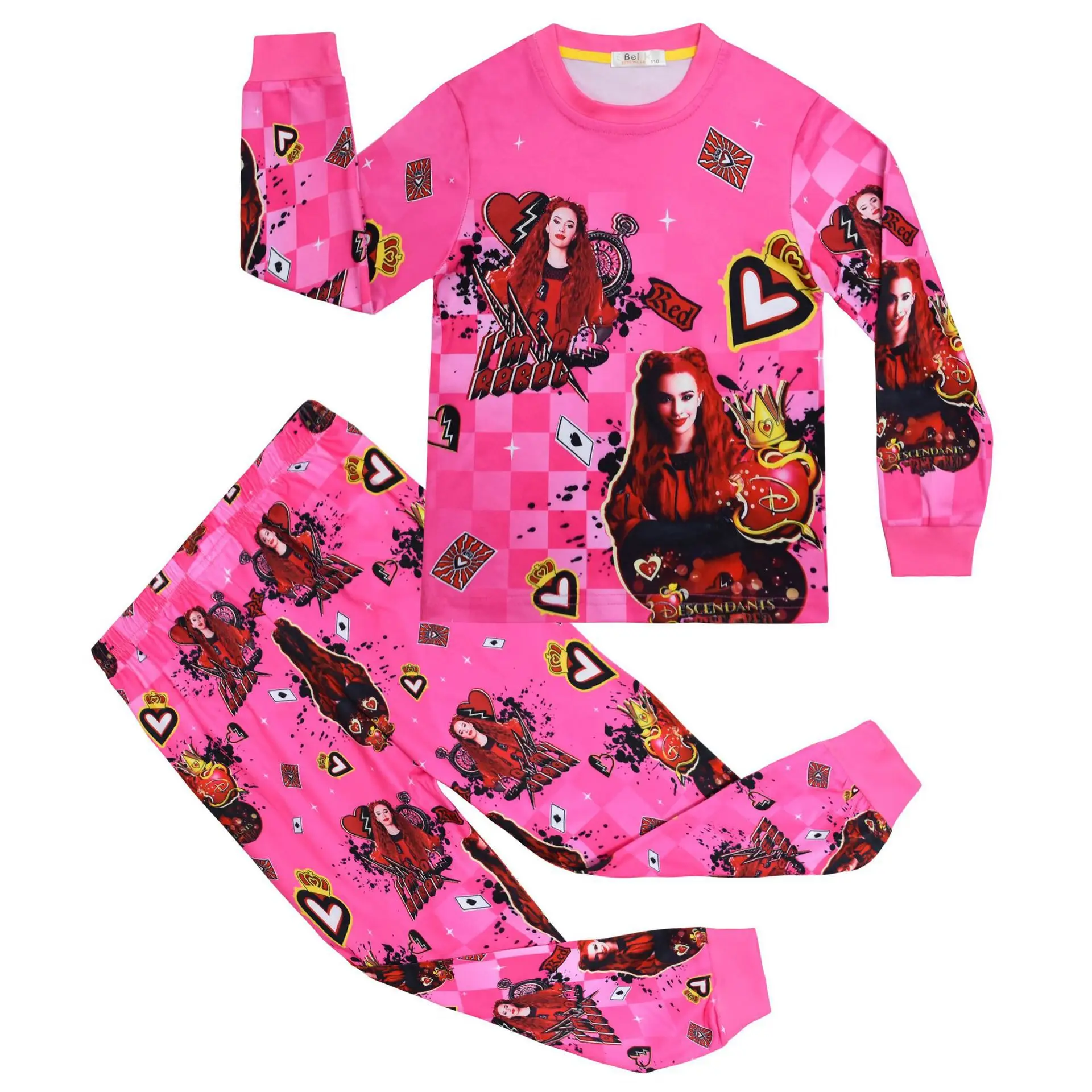 Descendants 4 The Rise of Red Pajamas Spring Children T Shirt Pants 2pcs Clothes Set Sleepwear Girl Kids Halloween Cosplay Suits