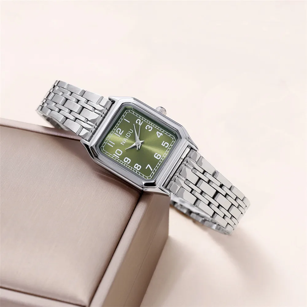 fashion rectangle dial women steel dress watch