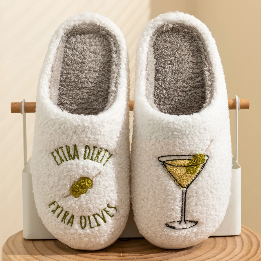 

Children's Winter Warm Slippers Fashion Cup Embroidery Indoor Parent-child Home Wear Dirty Martini Women's Extra Dirty
