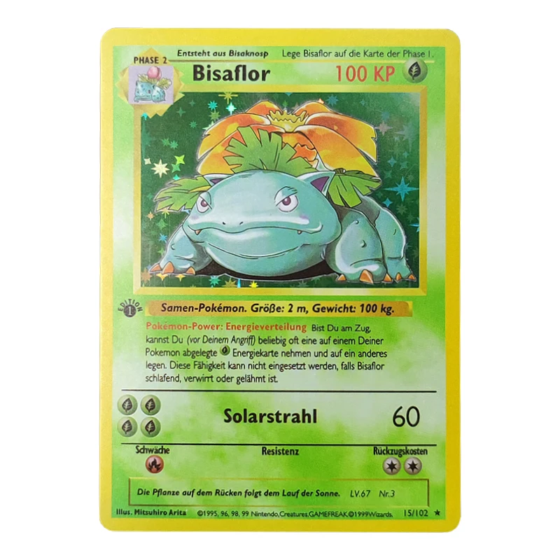 1996Years PTCG German Card Charizard Venusaur Blastoise Base Set Game Anime Collection Cards Children Gift Toys