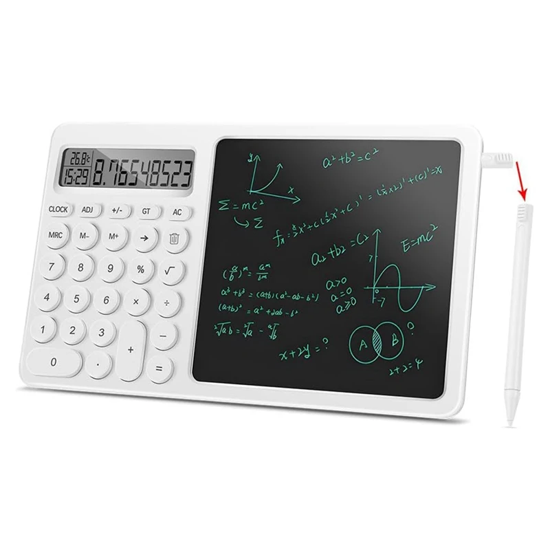 

Basic Calculator Pen Display With 8-Inch LCD Writing Tablet, Desktop Calculator With Writing Tablet, Small Calculator With Time