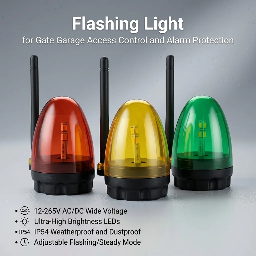 

Security Strobe Beacon Light 12-265V AC/DC Flashing Alert Lamp for Gate Barrier Garage Access Control Intruder Alarm Protection