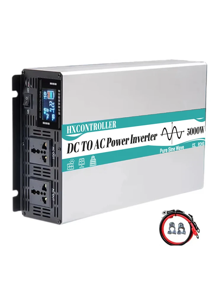 5000W zuivere sinusomvormer DC12V 24V naar AC 220V auto-spanningsomvormer, voedingsadapter voor auto-accessoires en kamperen - afbeelding 1
