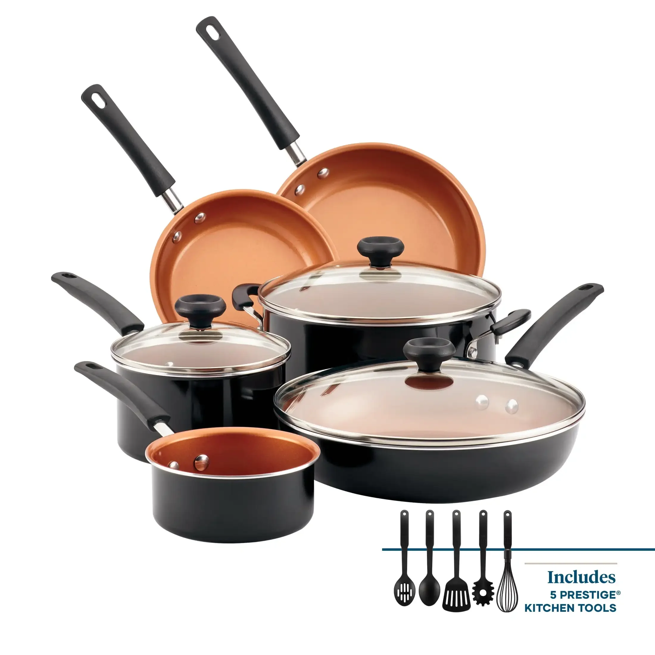 

14 Piece Easy Clean Pro Ceramic Nonstick Pots and Pans Set, Black