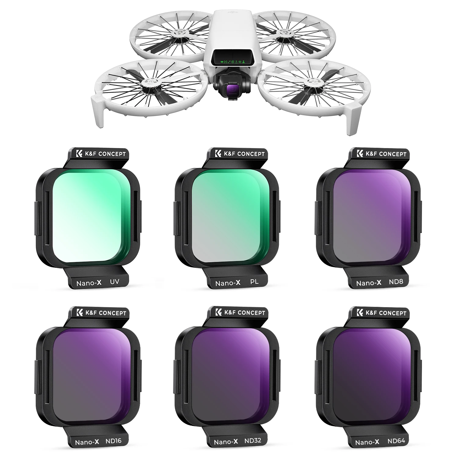 K & F Concept Filtro UV ND PL para DJI Flip ND8 ND16 ND32 ND64 CPL 2 en 1 Kits de filtros Accesorios para drones