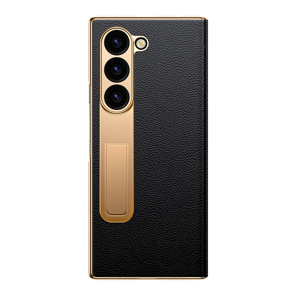 Skórzane etui z klapką do Samsung Galaxy Z Fold 7 6 5 4 3 8 Fold8 Ultra Fold7 z magnetycznym zawiasem, funkcją stojaka i folią lustrzaną. — zdjęcie produktu 7
